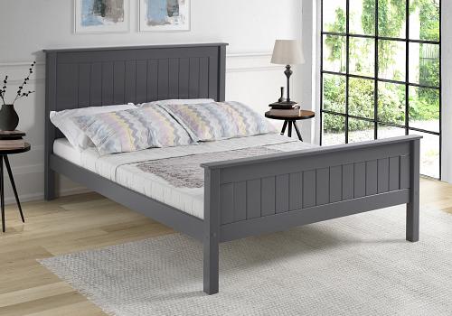 5ft King size Torre Dark grey painted wood bed frame, high foot end panel 1